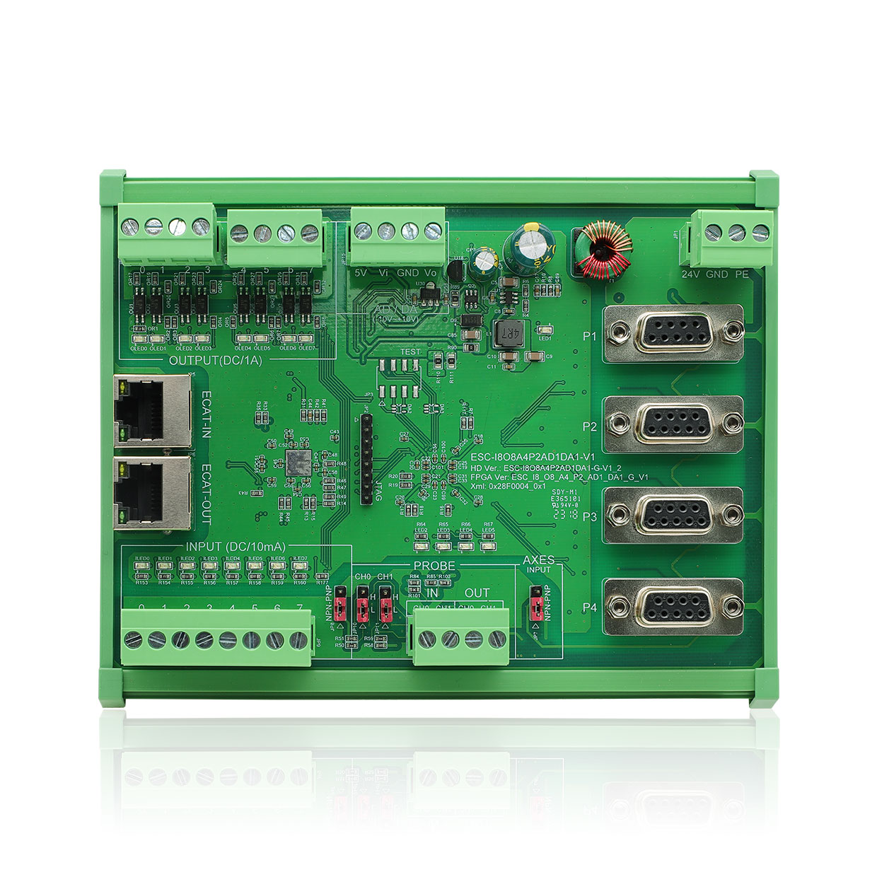 EtherCAT 多功能IO模块（8输入/8输出/4轴/2探针/1 模拟量输入/1 模拟量输出）